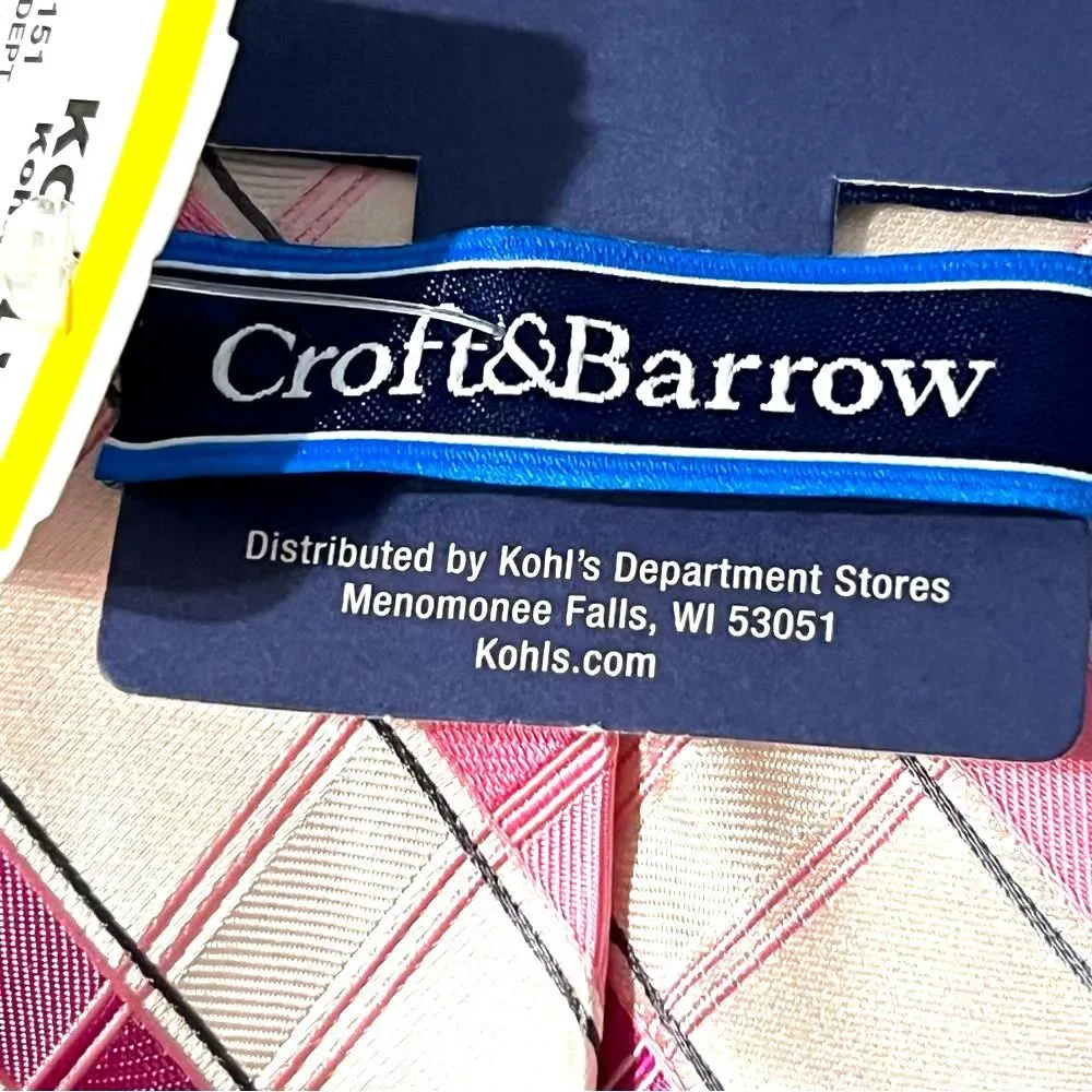 Croft & Barrow Pink Neon Plaid Men's Tie